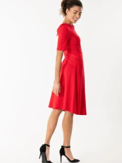 Jolie Moi Fold Over Fit and Flare Midi Dress, Red