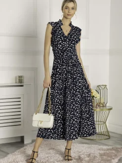 Jolie Moi Frill Detail Maxi Dress, Dark Teal