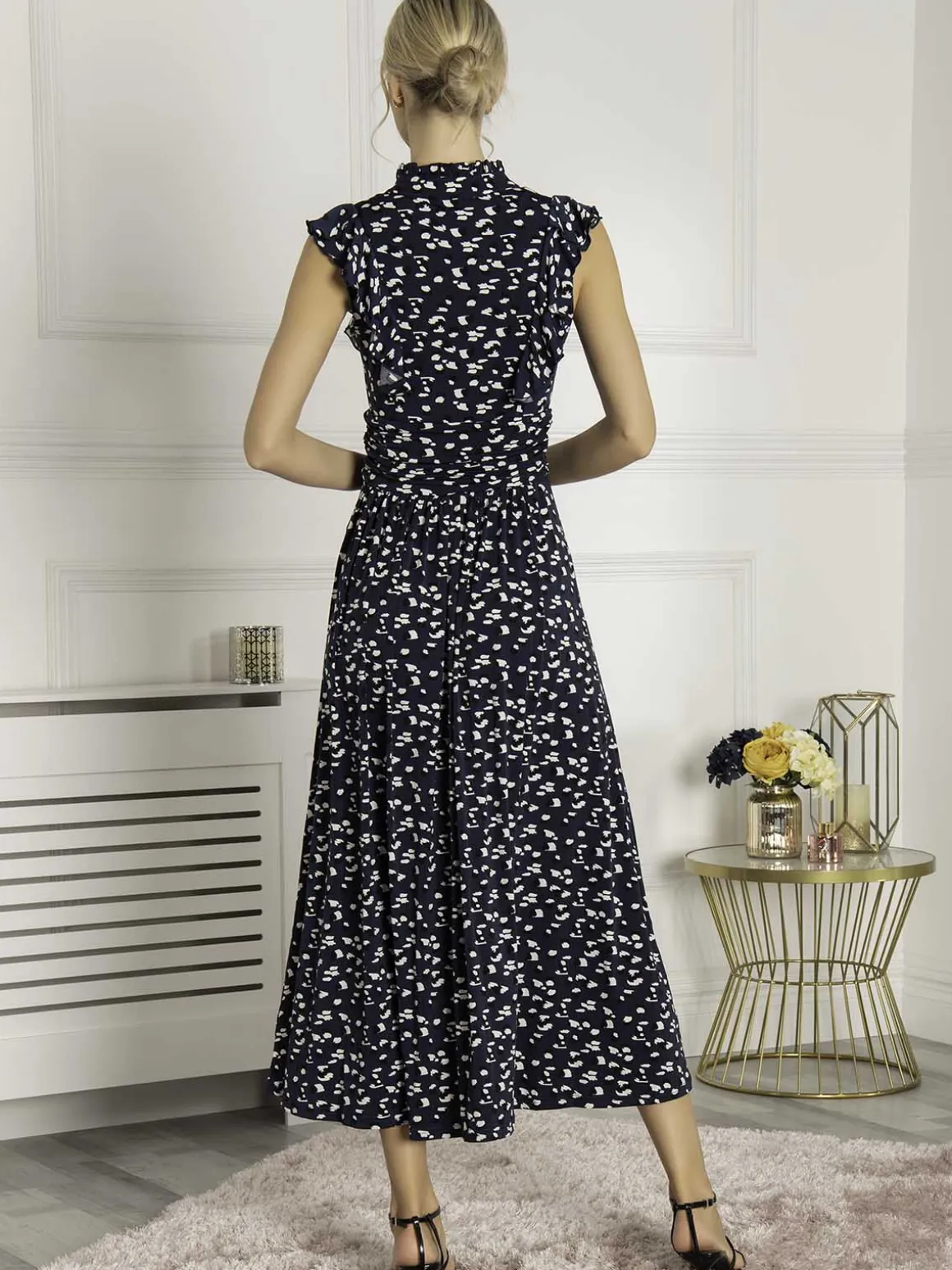 Jolie Moi Frill Detail Maxi Dress, Dark Teal
