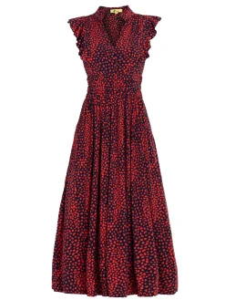 Jolie Moi Frill Detail Maxi Dress, Red Animal