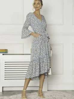 Jolie Moi Geelan Tiered Hem Maxi Dress, Blue Floral