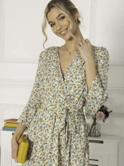 Jolie Moi Geelan Tiered Hem Maxi Dress, Yellow Floral