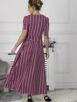 Jolie Moi Genesis Wrap Front Maxi Dress, Hot Pink