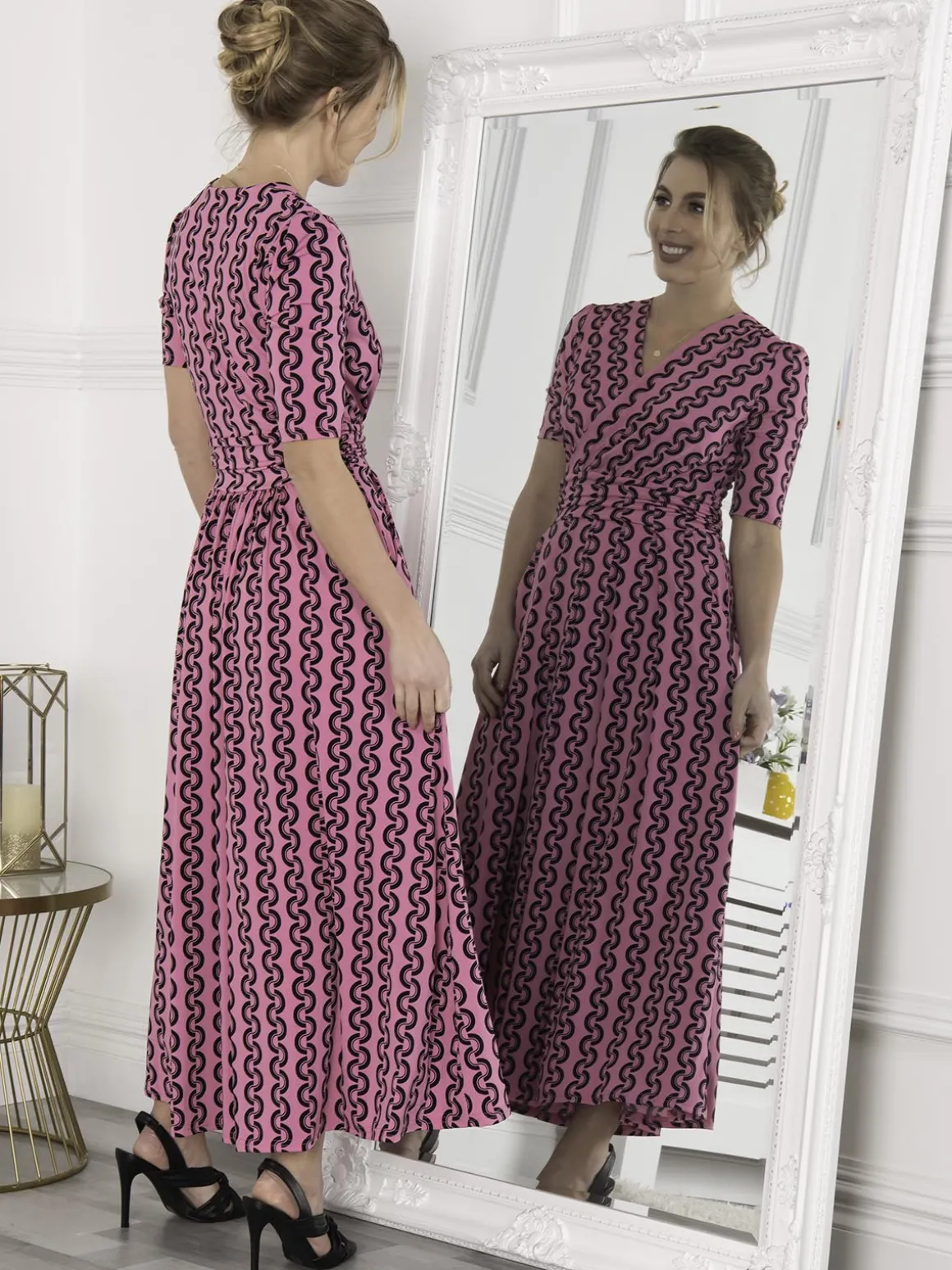 Jolie Moi Genesis Wrap Front Maxi Dress, Hot Pink