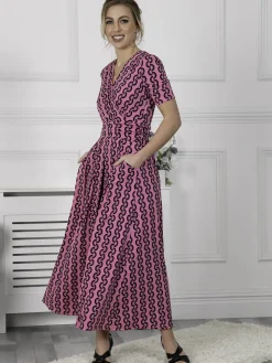 Jolie Moi Genesis Wrap Front Maxi Dress, Hot Pink
