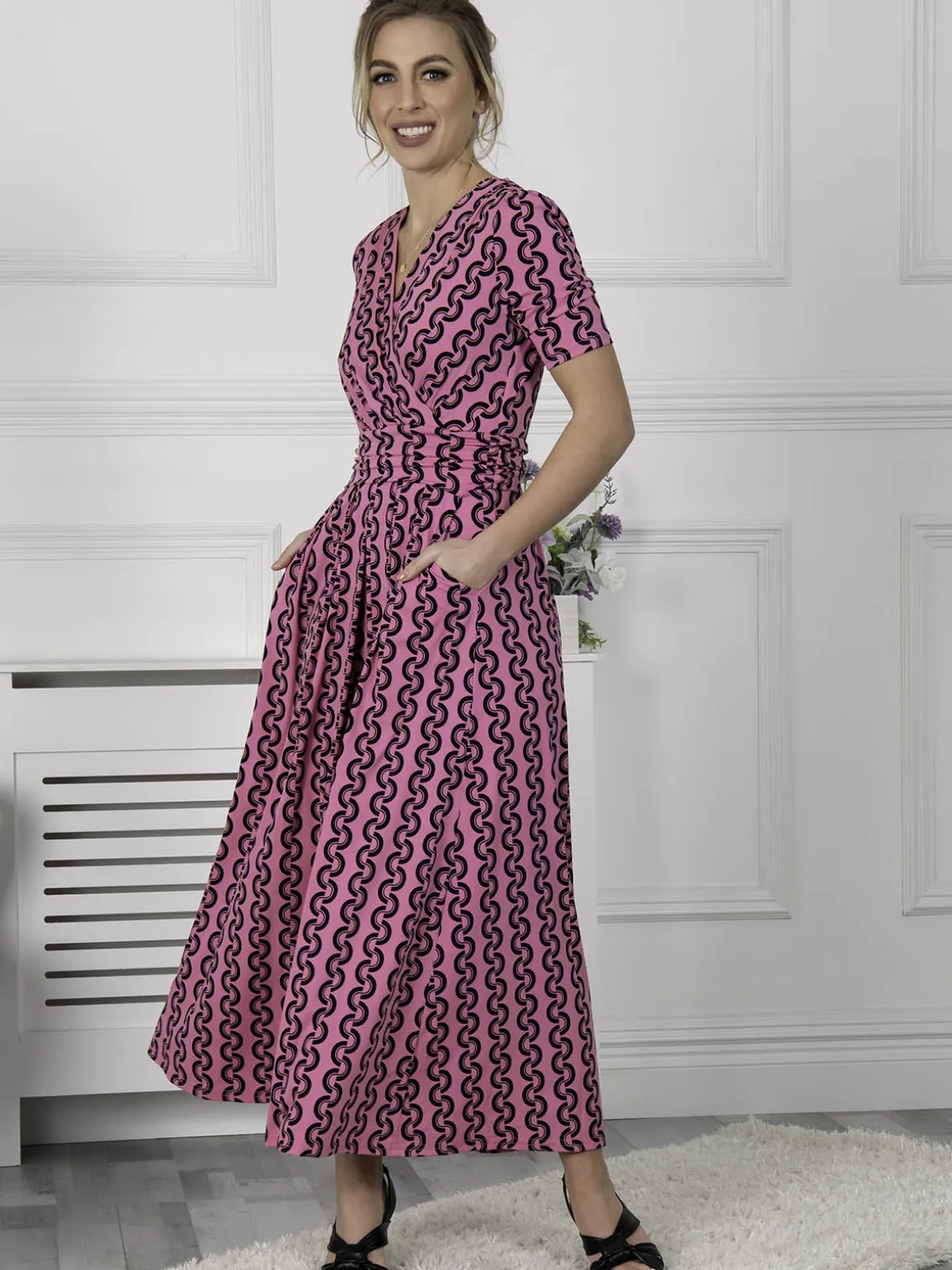 Jolie Moi Genesis Wrap Front Maxi Dress, Hot Pink