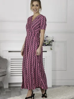 Jolie Moi Genesis Wrap Front Maxi Dress, Hot Pink