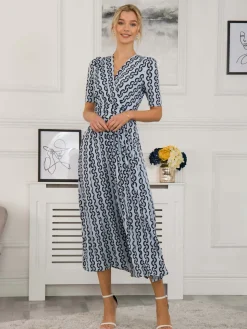 Jolie Moi Genesis Wrap Front Maxi Dress, Light Blue