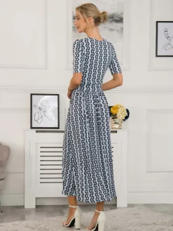 Jolie Moi Genesis Wrap Front Maxi Dress, Light Blue
