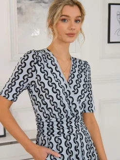 Jolie Moi Genesis Wrap Front Maxi Dress, Light Blue