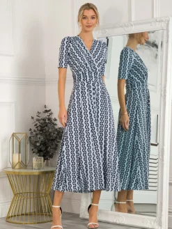 Jolie Moi Genesis Wrap Front Maxi Dress, Light Blue