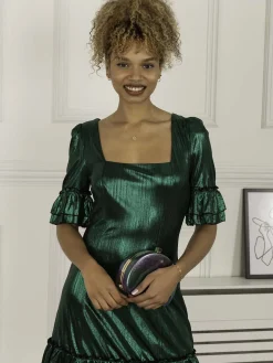 Jolie Moi Gerika Square Neck Tunic Dress, Dark Green