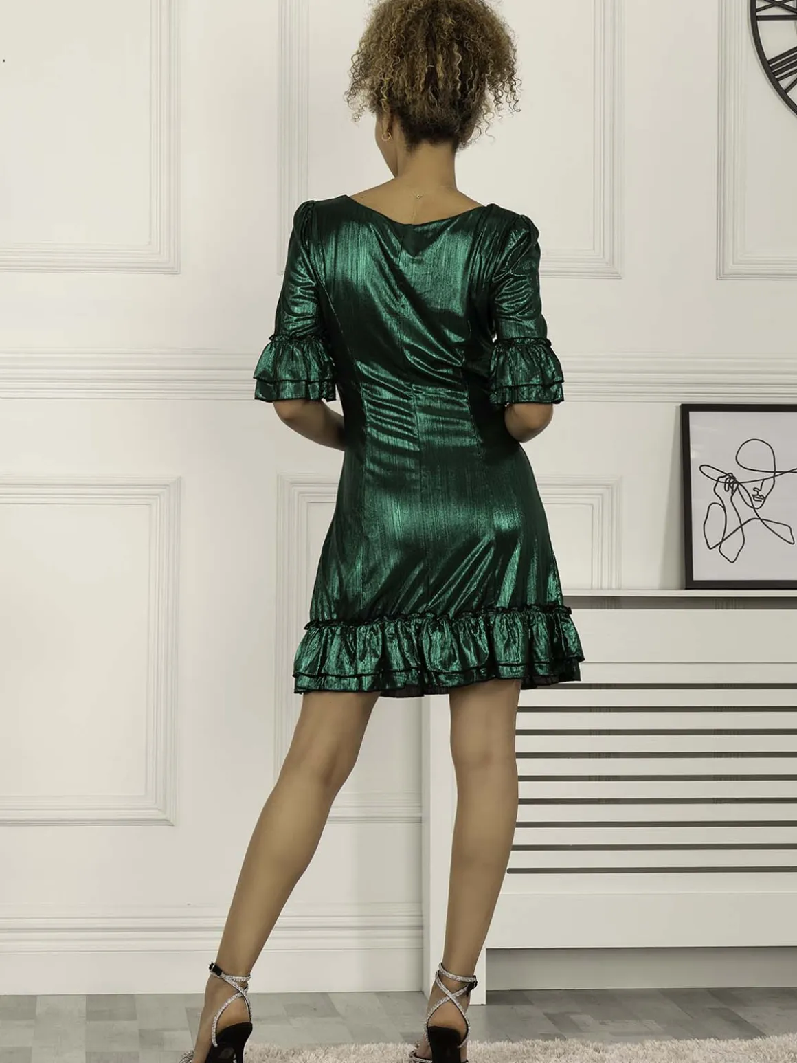 Jolie Moi Gerika Square Neck Tunic Dress, Dark Green