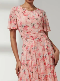 Jolie Moi Giana Mesh Maxi Dress, Floral Multi