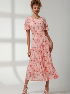 Jolie Moi Giana Mesh Maxi Dress, Floral Multi