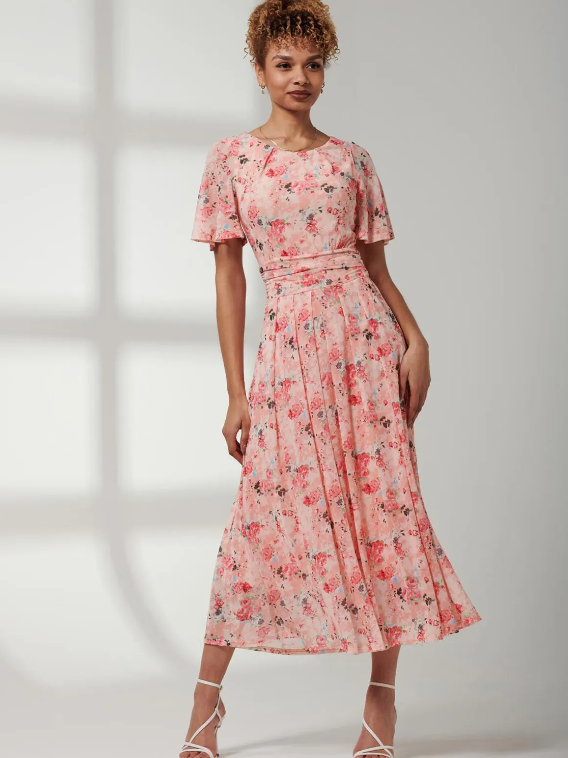 Jolie Moi Giana Mesh Maxi Dress, Floral Multi
