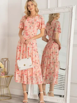 Jolie Moi Giana Mesh Maxi Dress, Floral Multi