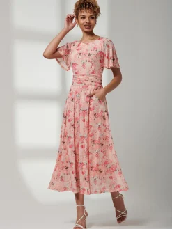 Jolie Moi Giana Mesh Maxi Dress, Floral Multi