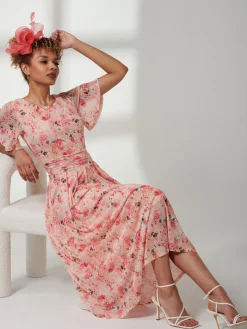 Jolie Moi Giana Mesh Maxi Dress, Floral Multi
