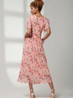 Jolie Moi Giana Mesh Maxi Dress, Floral Multi