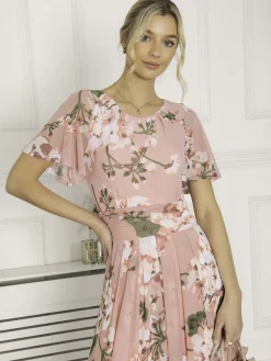 Jolie Moi Giana Mesh Maxi Dress, Mauve
