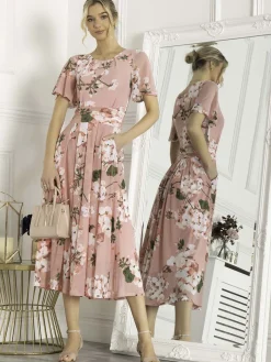 Jolie Moi Giana Mesh Maxi Dress, Mauve