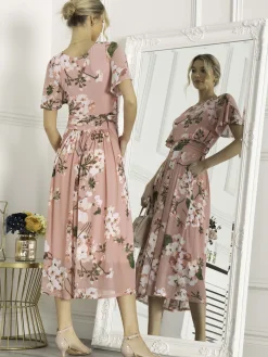 Jolie Moi Giana Mesh Maxi Dress, Mauve