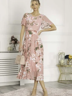 Jolie Moi Giana Mesh Maxi Dress, Mauve
