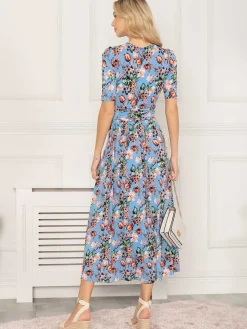 Jolie Moi Gillian Floral Maxi Dress, Royal Blue