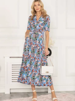 Jolie Moi Gillian Floral Maxi Dress, Royal Blue