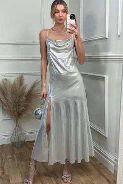 Jolie Moi Ginny Spaghetti Strap Dress, Silver