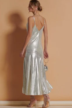 Jolie Moi Ginny Spaghetti Strap Dress, Silver