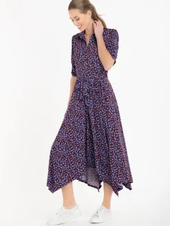 Jolie Moi Handkerchief Hem Shirt Dress, Burgundy Multi