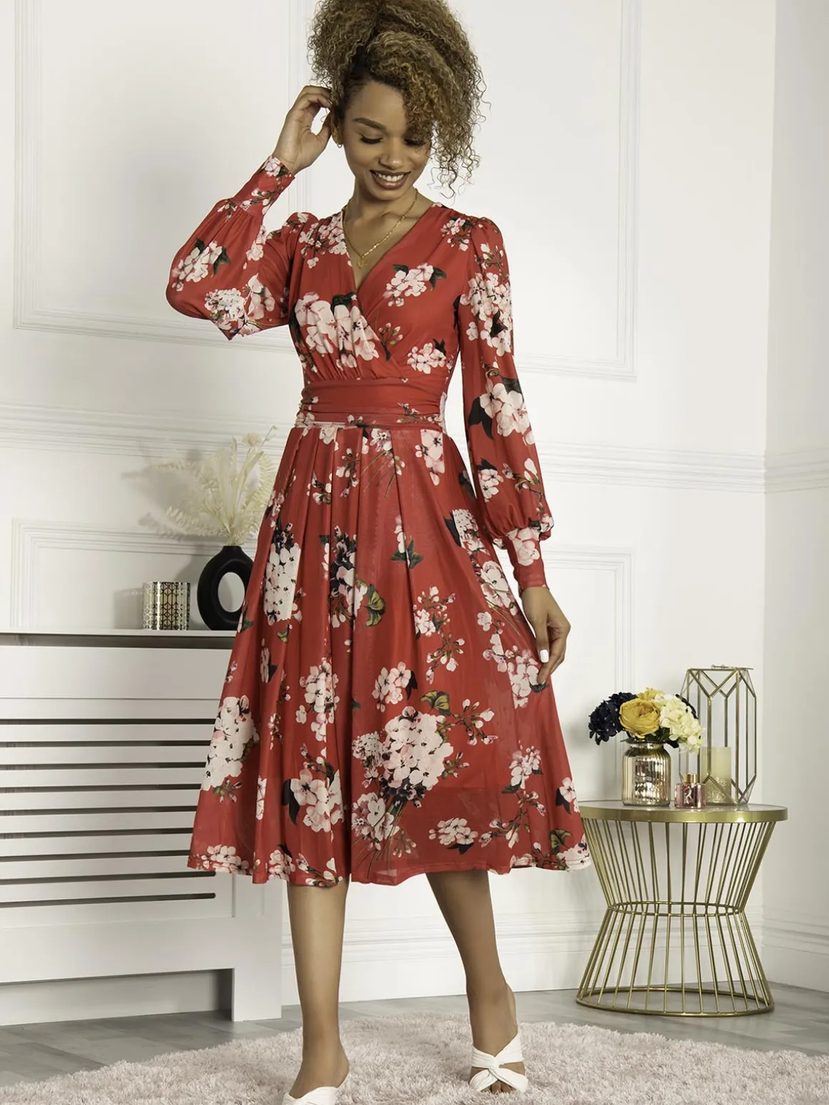 Jolie Moi Jasmine Long Sleeve Mesh Dress, Cerise