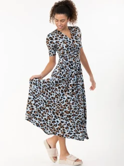 Jolie Moi Jenny Animal Print Maxi Dress, Blue Animal