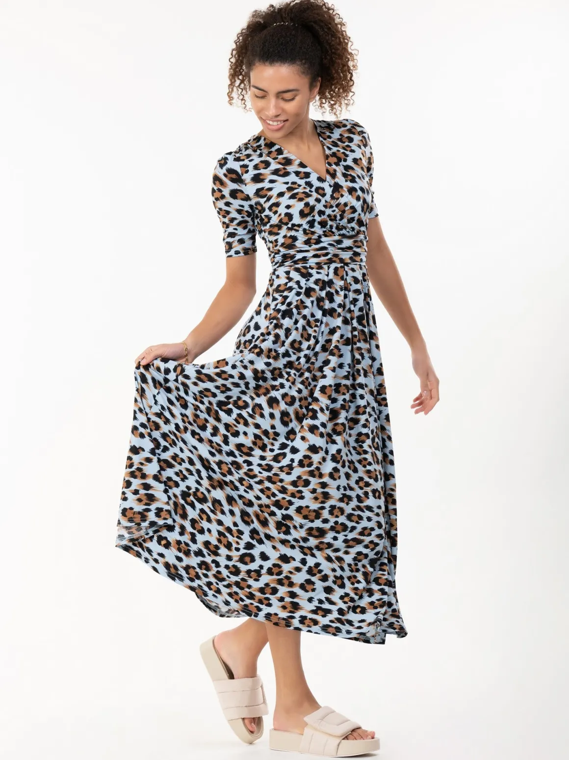 Jolie Moi Jenny Animal Print Maxi Dress, Blue Animal