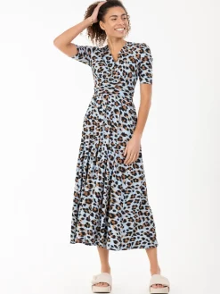 Jolie Moi Jenny Animal Print Maxi Dress, Blue Animal