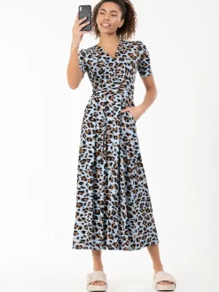 Jolie Moi Jenny Animal Print Maxi Dress, Blue Animal