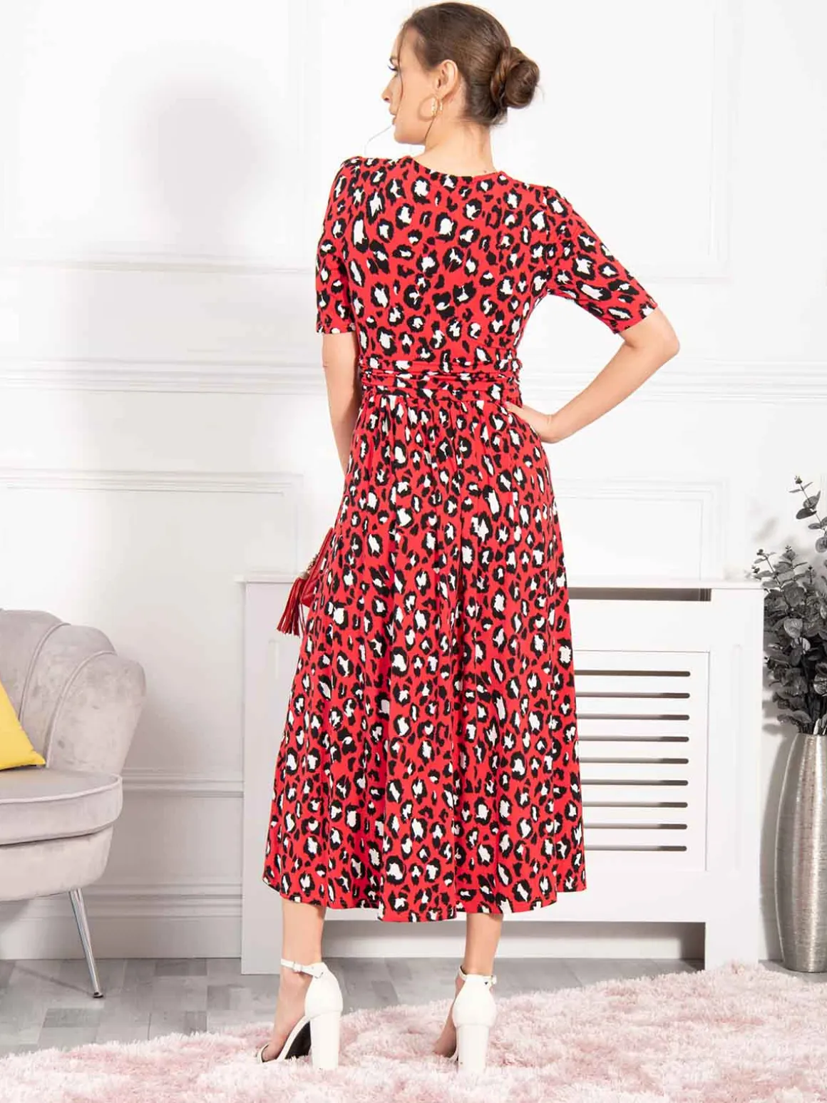 Jolie Moi Josie Animal Print Dress, Red