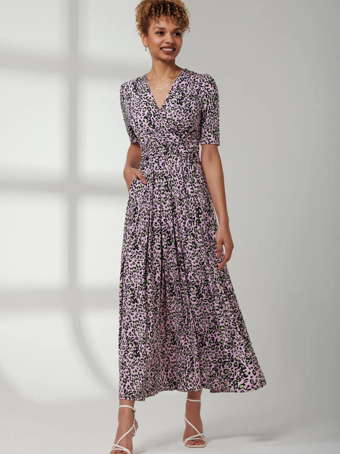 Jolie Moi Kendall Wrap Front Maxi Dress, Pink Animal