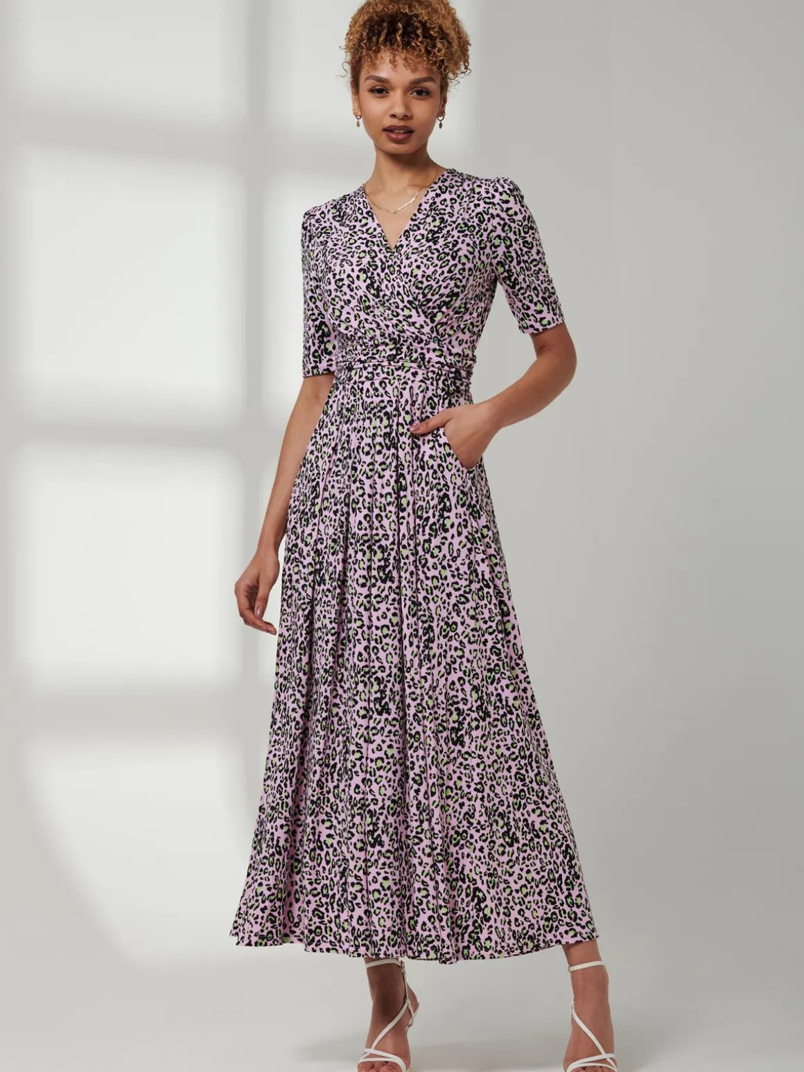 Jolie Moi Kendall Wrap Front Maxi Dress, Pink Animal