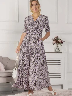 Jolie Moi Kendall Wrap Front Maxi Dress, Pink Animal