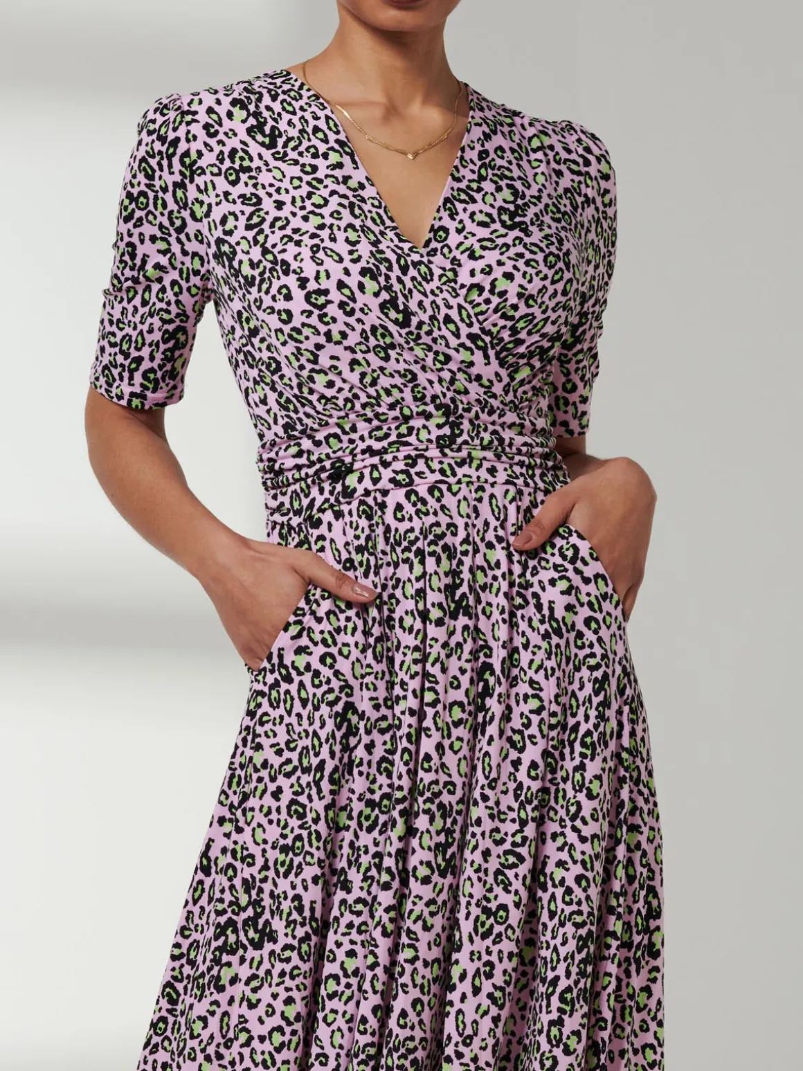 Jolie Moi Kendall Wrap Front Maxi Dress, Pink Animal