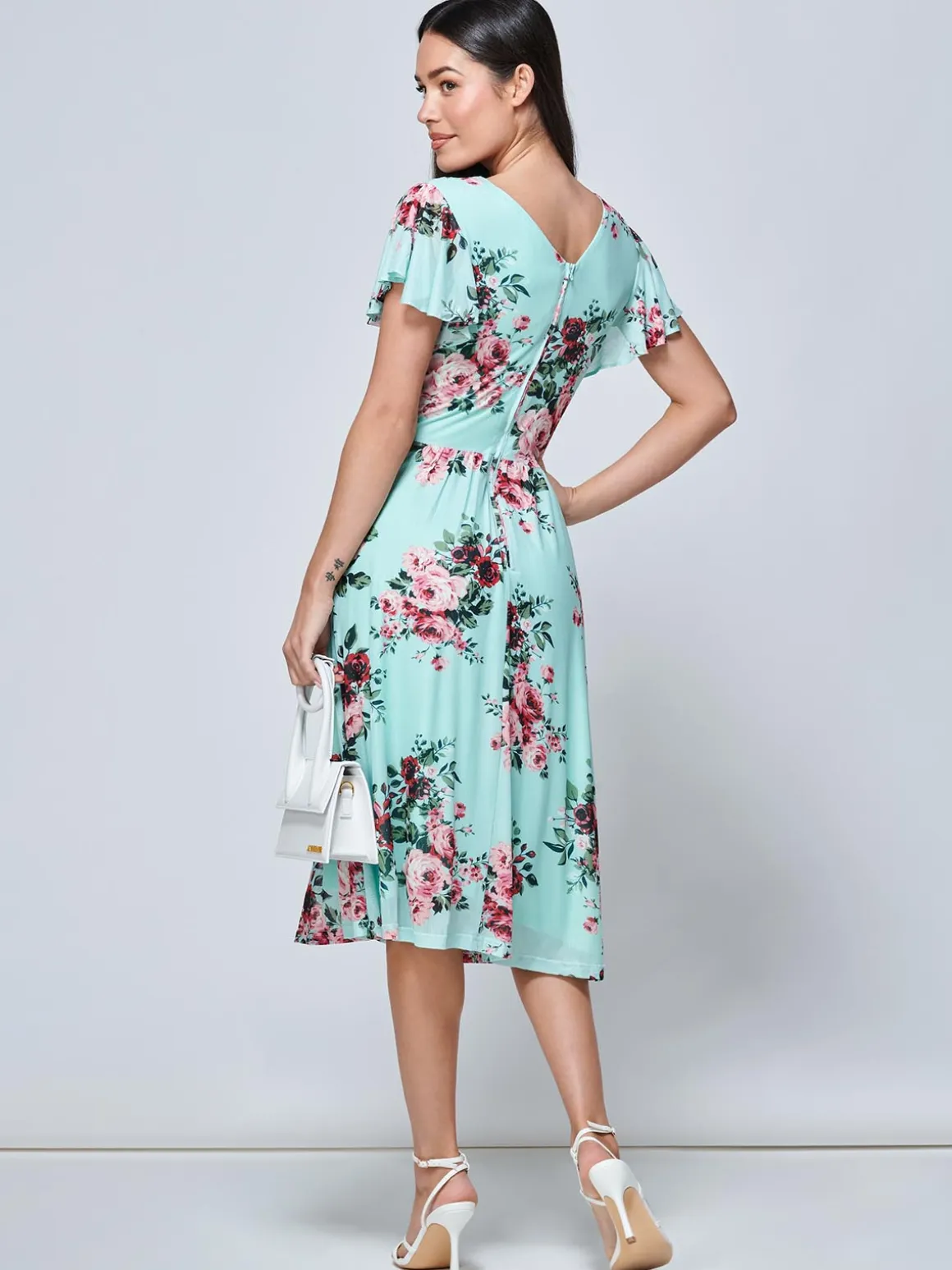 Jolie Moi Kiley Wrap Front Mesh Dress, Light Green
