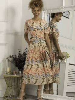 Jolie Moi Mabilie Chiffon Maxi Dress, Pink Floral