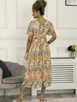 Jolie Moi Mabilie Chiffon Maxi Dress, Pink Floral