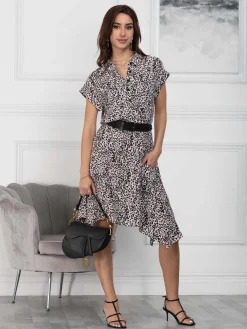 Jolie Moi Mabley Hanky Hem Tunic, Pink Animal