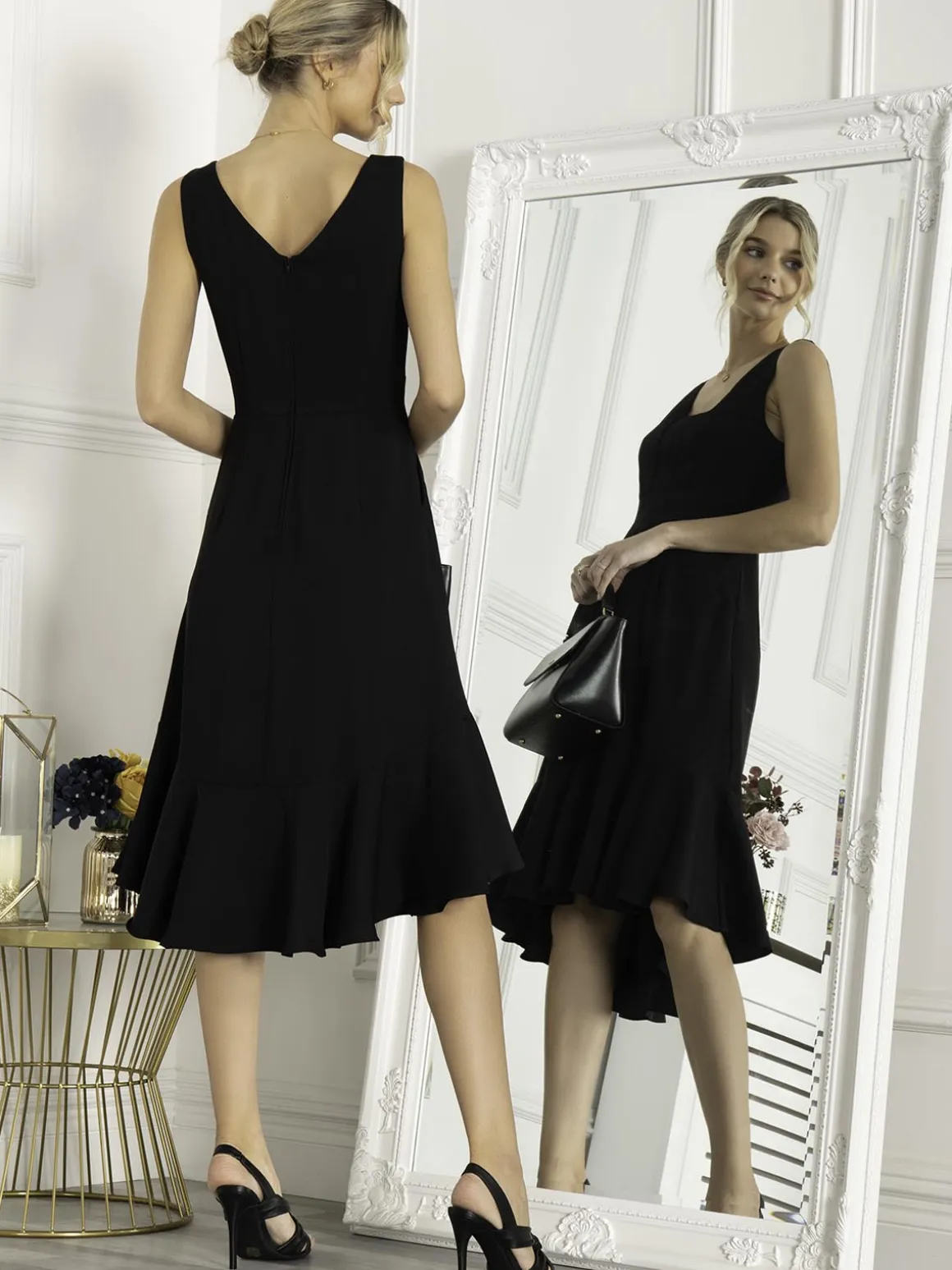 Jolie Moi Palmer Dip Hem Shift Dress, Black