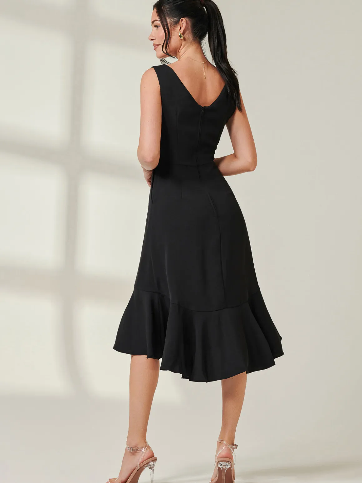 Jolie Moi Palmer Dip Hem Shift Dress, Black