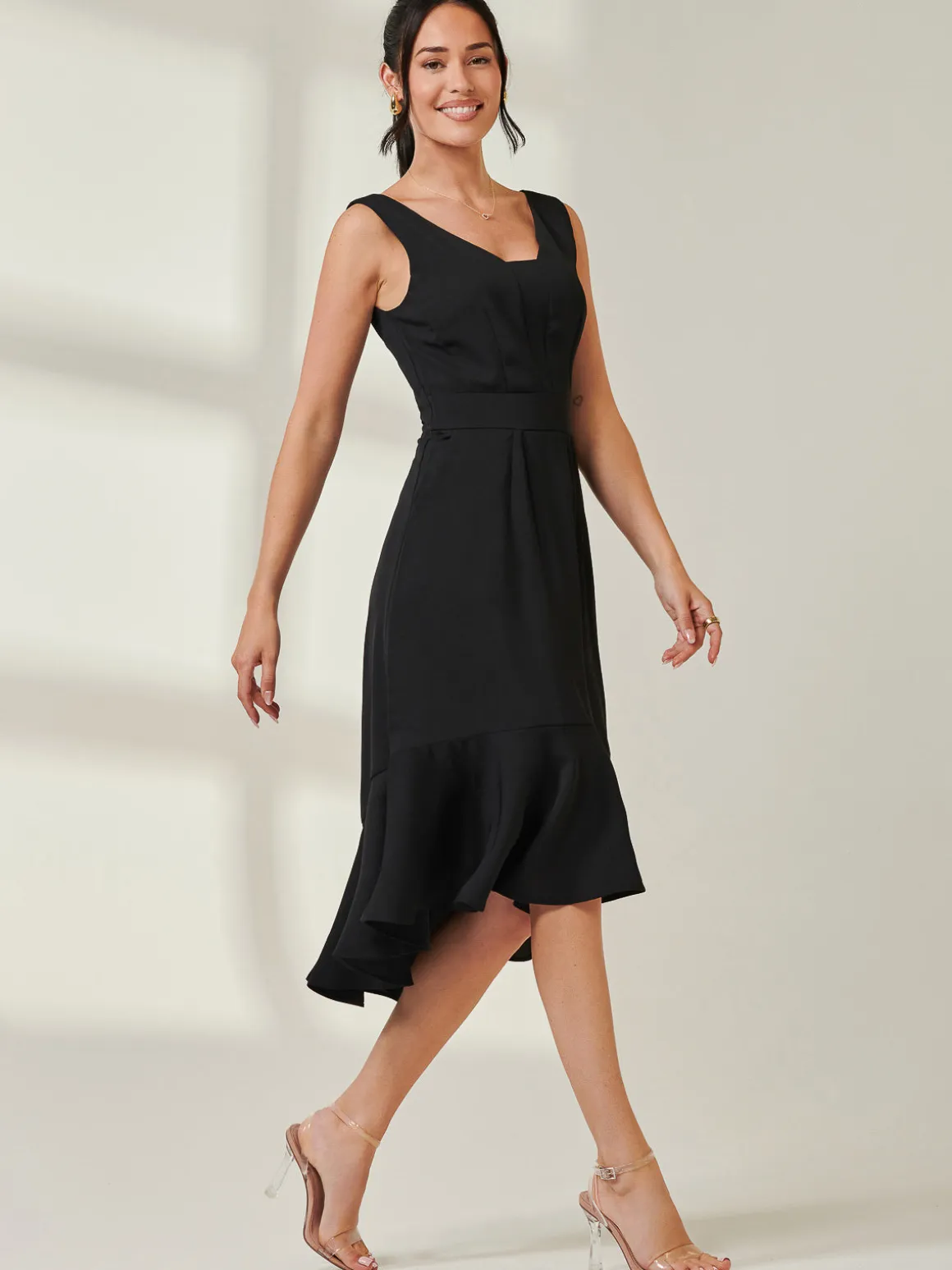 Jolie Moi Palmer Dip Hem Shift Dress, Black